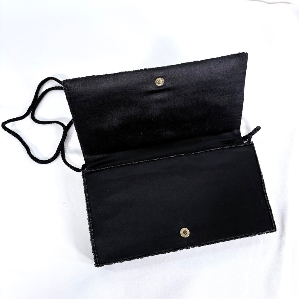 Carolyne Barton Beaded Clutch Black Iridescent Gold Paisley Evening Bag - Picture 3 of 10